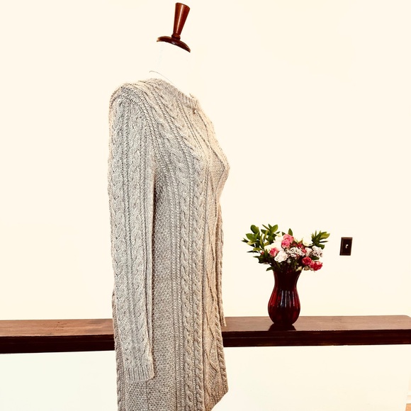 🌹Polo by Ralph Lauren Cableknit Midi-Length Sweater Dress, Size XL, Oatmeal - Picture 2 of 5